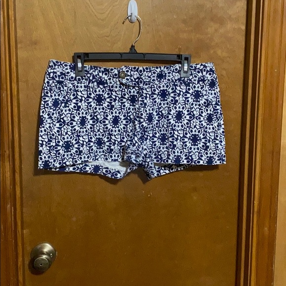 Blue and White Floral Print Shorts - Picture 1 of 3